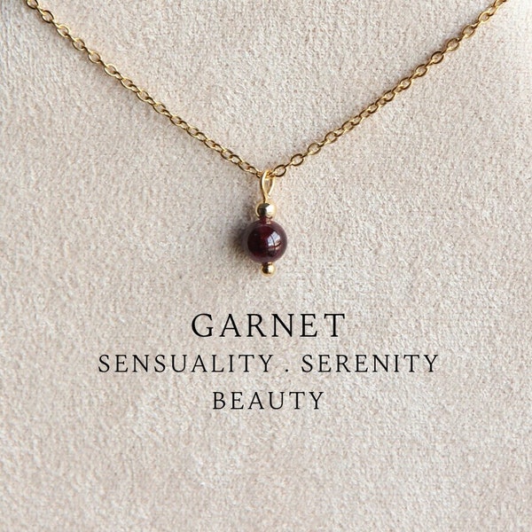 Garnet necklace Garnet jewelry Garnet pendant Genuine crystal necklace January bithstone Bridal shower favors Root chakra