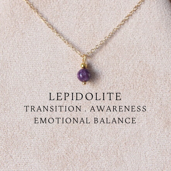 Lepidolite necklace Libra gifts Lepidolite jewelry Simple dainty crystal necklace for women Lepidolite jewelry 45th birthday gift for women