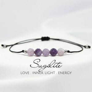 Faceted sugilite bracelet for women Sugilite jewelry Best friend birthday gift for her Corded adjustable gemstone bracelet Crystal jewelry