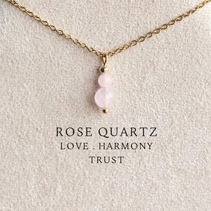 Rose quartz necklace January birthstone Bridesmaid gifts Rose quartz pendant Rose quartz jewelry Crystal necklace for women Christmas gifts