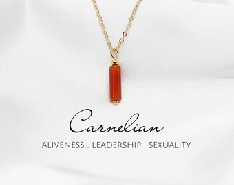 Carnelian necklace Crystal necklace July birthstone necklace Cancer zodiac gifts Handmade gift for women Dainty necklace Red agate jewelry