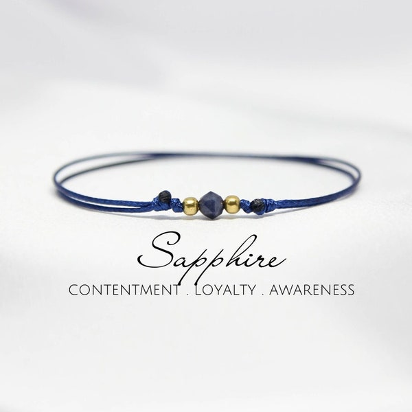 4mm Faceted genuine sapphire bracelet Sapphire anklet Crystal bracelet September birthstone anklet Hippie bracelet Boho handmade jewelry
