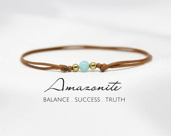 Pulsera de amazonita de 4 mm Tobillera personalizada Pulsera de tobillo de cristal Tobillera de playa minimalista Joyería hippie Joyería hecha a mano Pulsera de cordón de todos los días