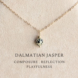 Dalmatian jasper necklace Handmade crystal jewelry for women Dainty jasper choker Drop pendant Gemstone necklace Statement stone necklace