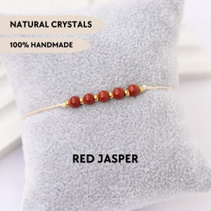 Red Jasper Bracelet Natural Crystal Jewelry for Mom Custom Gifts for Women String Bracelet Best Friend Gift Gemstone Beaded Bracelet