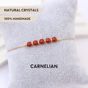 Karneolpärlarmband Röd agat delikat justerbart boho armband Anpassade ädelstenssmycken Armband med natursten Födelsedagspresent till tonårsflicka