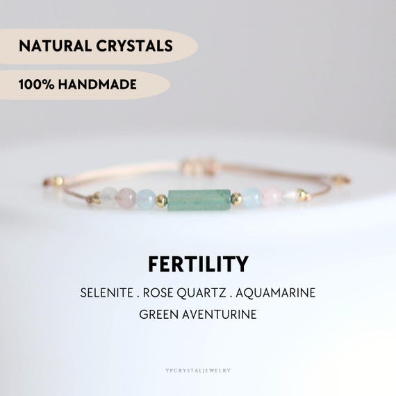 Fertility boost bracelet Crystal healing jewelry Natural pregnancy support Women wellness Custom spiritual gift Mom to be IVF Manifestation