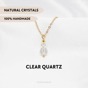 Clear quartz necklace Dainty crystal handmade jewelry April birthstone 40th Birthday gift for her Natural gemstone pendant Delicate choker