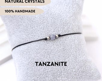 Tanzanite bracelet Custom crystal bracelet Handmade gemstone bracelet Boho dainty bracelet Minimalist stone bracelet Birthday daughter gift