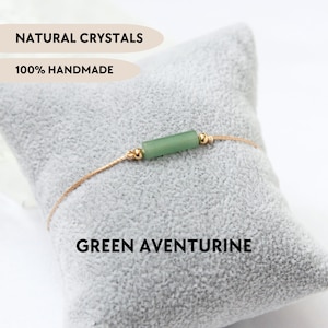 Green aventurine bracelet Crystal jewelry Custom bracelet May birthstone Personalized gifts Mothers Day gift Minimalist gemstone bracelet