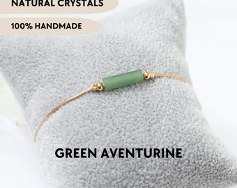 Green aventurine bracelet Crystal jewelry Custom bracelet May birthstone Personalized jewelry Mom gift birthday Minimalist gemstone bracelet