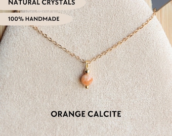 Orange calcite necklace Calcite pendant Calcite jewelry Calcite jewelry Nursing student gifts Dainty crystal necklace Gemstone necklace