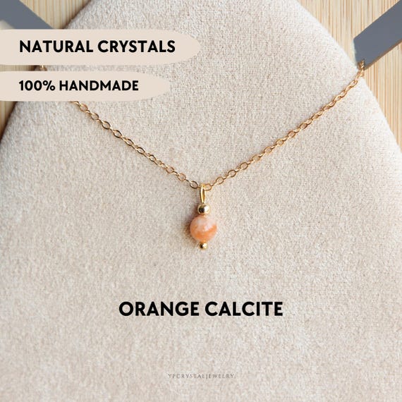 Orange calcite necklace Calcite pendant Calcite jewelry Calcite jewelry Nursing student gifts Dainty crystal necklace Gemstone necklace