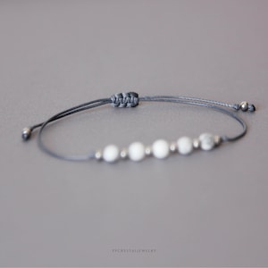 White howlite bracelet Dainty crystal bracelet Custom bracelet gemstone Birthday gift best friend Natural stone jewelry Delicate Adjustable image 7