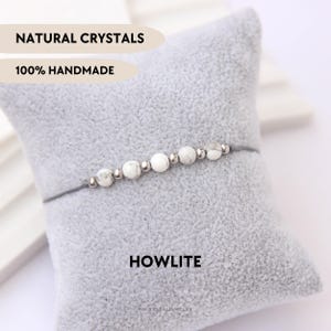 White howlite bracelet Dainty crystal bracelet Custom bracelet gemstone Birthday gift best friend Natural stone jewelry Delicate Adjustable image 1
