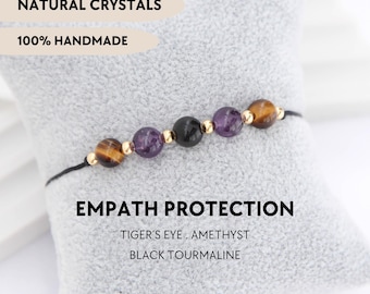 Empath protection bracelet Crystal bracelet Negative energy jewelry Healing bracelet Spiritual gift Amethyst Black tourmaline Tiger eye