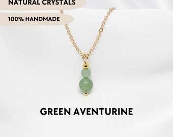 Green aventurine pendant necklace Handmade dainty crystal jewelry May birthstone 30th birthday gift for women Gemstone choker Gifts for mom