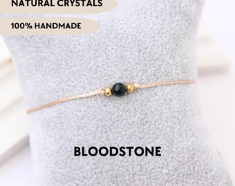 Bloodstone custom bracelet Everyday bead bracelet Minimalist hippie bracelet Summer crystal jewelry Small stone bracelet Birthday gift