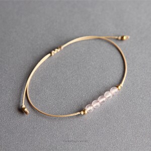 Pink morganite bracelet Gemstone custom bracelet Stacking crystal bracelet Boho stone jewelry Cute adjustable bracelet Birthday gift for mom image 6