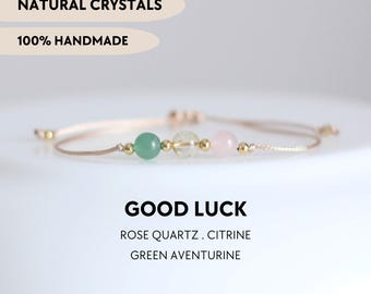 Good luck bracelet Handmade crystal healing jewelry Positive energy Fortune Prosperity Success Custom lucky gift Manifestation Spiritual