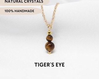 Tigers eye necklace Natural stone jewelry Crystal dainty necklace custom Gemstone pendant necklace for her Gift for mom Leo zodiac gift