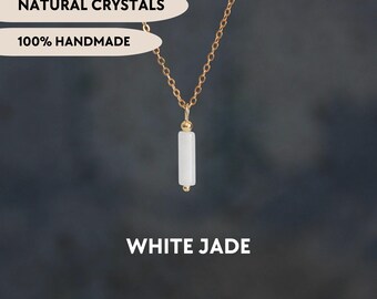 White jade necklace Pendant crystal necklace for women Delicate gemstone necklace Dainty gold necklace Birthday gifts for mom Stone jewelry