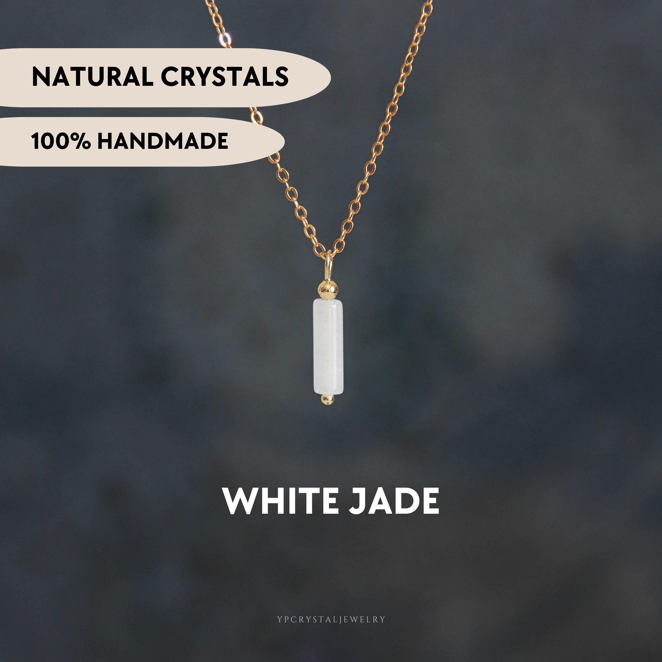 Collier En Jade Blanc Naturel Avec Pendentif Lotus – Argent Massif 925, 45 Cm