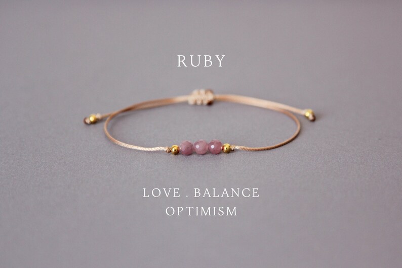 Real Ruby Bracelet Simple Ruby Bracelet Crystal Bracelet July Etsy