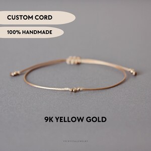 9K Gold bead bracelet Custom bracelet Delicate string bracelet Small gifts for women Everyday handmade jewelry Simple dainty bracelet cute