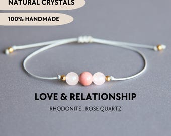 Love bracelet for her Natural gemstone bracelet Relationship gift Love attraction bracelet custom Healing crystal bracelet Self love stones