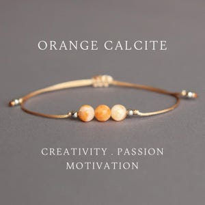 Oranje calcietarmband kralen aangepaste kristallen armband delicate edelsteen armband aan een touwtje Handgemaakte cadeaus voor vrienden Verjaardagscadeau voor haar