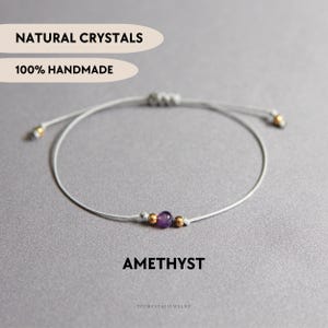 Amethyst bracelet Cute bracelets February birthstone String bracelets for women Delicate gemstone bracelet Retirement gifts for women