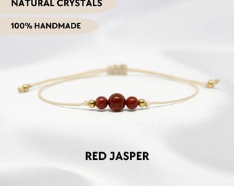 Red jasper bracelet Custom crystal bracelet Adjustable hippie bracelet Bohemian bracelet Custom gifts Healing stone bracelet Aries gift