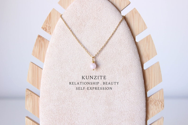 Kunzite crystal necklace Kunzite jewelry Kunzite pendant Cute kunzite drop necklace Kunzite necklace for women 40th birthday gift for women image 1