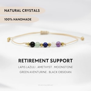 Retirement Support Bracelet Crystals Healing Bracelet Hippie Jewelry Dainty Boho Bracelet Grandma Gift Unique Retirement Gifts for Women