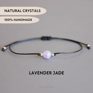 Lavendel jade armband Kristallen sieraden Edelsteenarmband Vrouw kralenarmband Cadeau voor vriendin Paarse stenen armband Handgemaakte sieraden
