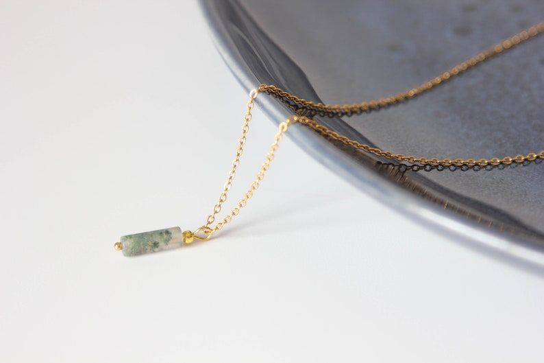 Moss agate necklace Moss agate jewelry Moss agate pendant Crystal necklace Virgo necklace 45th birthday gift for women image 2