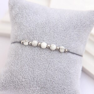 White howlite bracelet Dainty crystal bracelet Custom bracelet gemstone Birthday gift best friend Natural stone jewelry Delicate Adjustable image 5