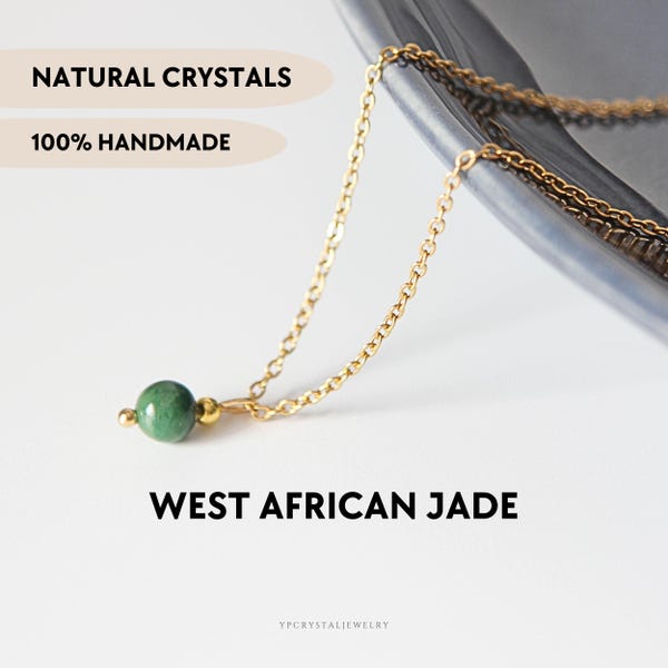 Green jade necklace Natural crystal necklace Custom minimalist pendant necklace Dainty gemstone jewelry for her Elegant small charm necklace