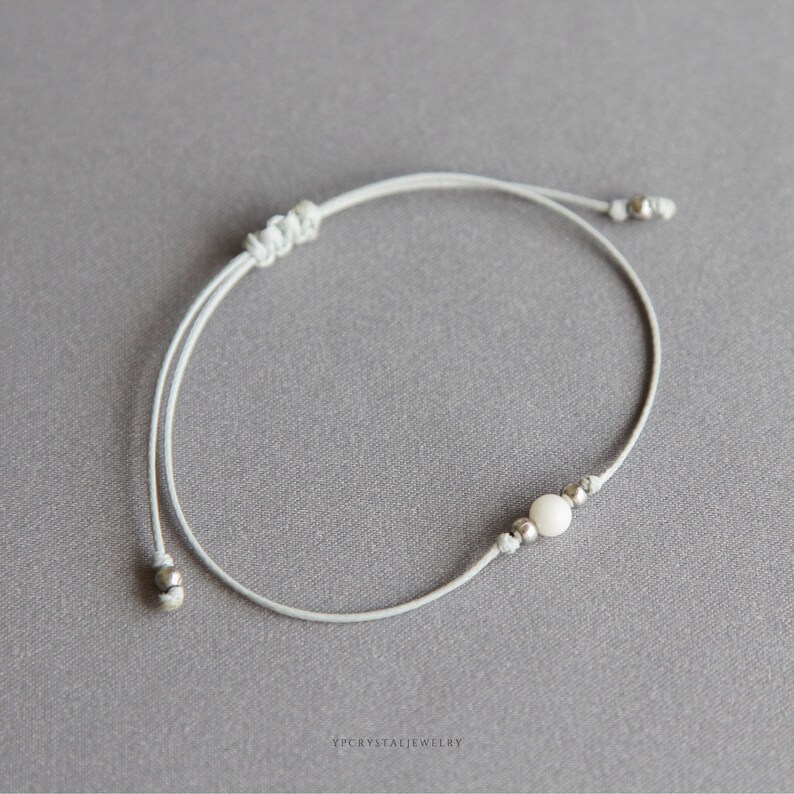 White jade bracelet 4mm white jade bead bracelet White jade jewelry Bracelets for women Cute gemstone bracelet Healing crystal bracelet image 7