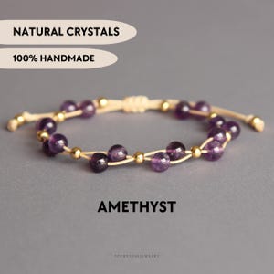 Amethyst bracelet Beaded bracelets for women Amethyst jewelry Best friend gift February birthstone bracelet Pisces gifts Gemstone bracelet
