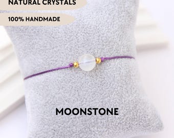 Regenboog maansteen armband Natuurlijke edelsteen armband Handgemaakte kristallen sieraden juni geboortesteen Kreeft sterrenbeeld geschenken Minimalistische aangepaste armband