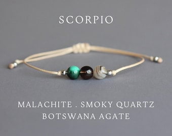 Pulsera de gemas de Escorpio, piedra natal de noviembre, regalos del zodíaco, joyería de Escorpio, regalo astrológico, joyería de cristal, regalos de Escorpio, joyería celestial