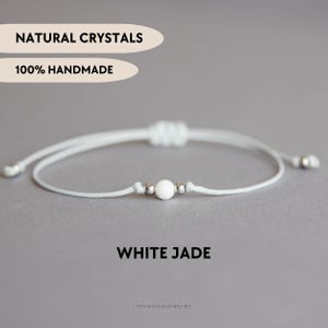 White jade bracelet 4mm white jade bead bracelet White jade jewelry Bracelets for women Cute gemstone bracelet Healing crystal bracelet image 1