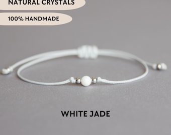 White jade bracelet 4mm white jade bead bracelet White jade jewelry Bracelets for women Cute gemstone bracelet Healing crystal bracelet