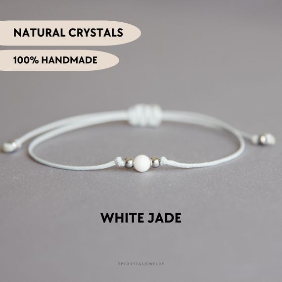 White jade bracelet 4mm white jade bead bracelet White jade jewelry Bracelets for women Cute gemstone bracelet Healing crystal bracelet