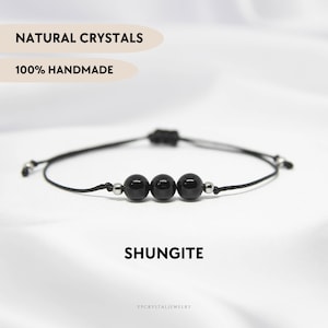Bracciale in shungite nera, braccialetti con cordino per donna, gioielli Shingute, braccialetto di cristallo curativo, braccialetto di protezione EMF, messa a terra, purificazione