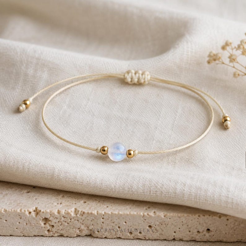 Månstensarmband Månstenssmycken Månstenskristallarmband för kvinnor Regnbågsmånstensarmband Månstensskydd Läkande armband bild 9