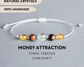 Money bracelet Prosperity bracelet Clear quartz Citrine Tiger eye Money jewelry Money attraction Wealth bracelet Abundance bracelet