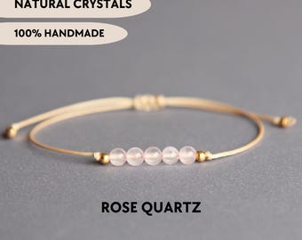 Rose quartz 4mm bracelet Bracelets for women Rose quartz jewelry Aura quartz Healing bracelet Self love bracelet Relationship bracelet